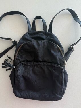Black Nylon Mini Backpack | Gold Hardware 2 Pocket Backpack